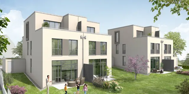 Visualization of a semi-detached house Visualization of a semi-detached house with a garden