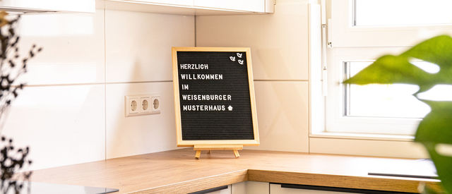 Welcome sign on the kitchenette