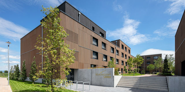 Holzvertäfeltes Wohngebäude für Mitarbeiter des Europa-Parks in Rust