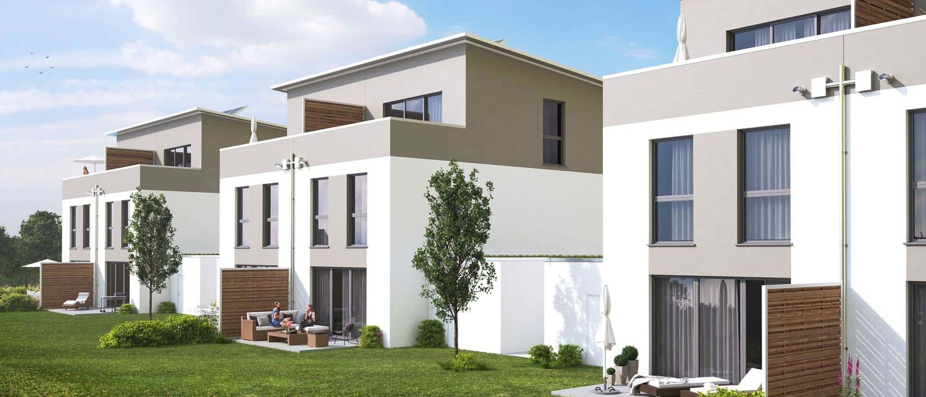 weisenburger_bau_reihenhaus_header Visualisierung der Gartenansicht einer weisenburger Doppelhaushälfte