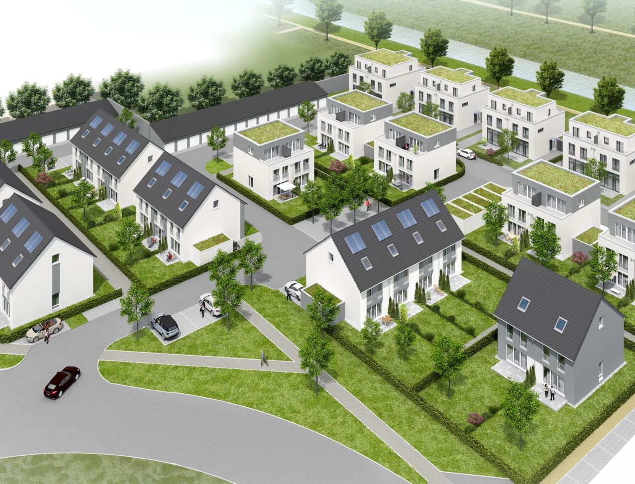 Visualization of semi-detached houses and terraced houses in Rastatt am Rheinauer Ring