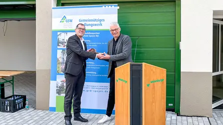 Developer GSW Speyer and weisenburger at the inauguration of a new apartment building in Speyer