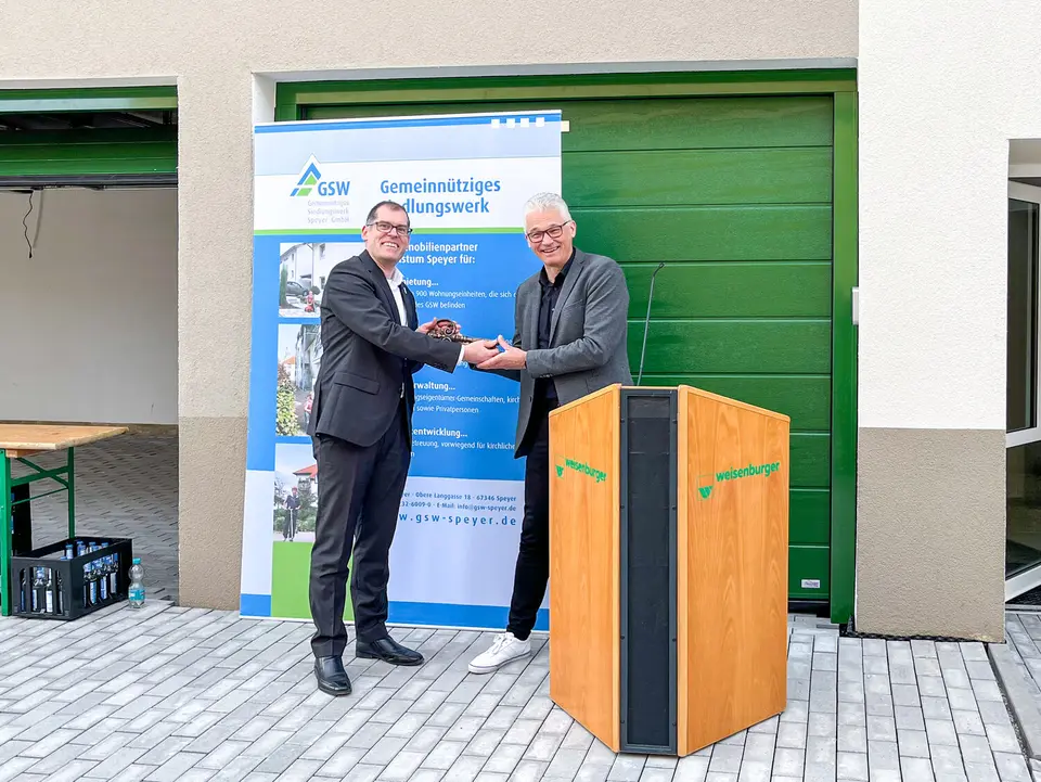 Developer GSW Speyer and weisenburger at the inauguration of a new apartment building in Speyer