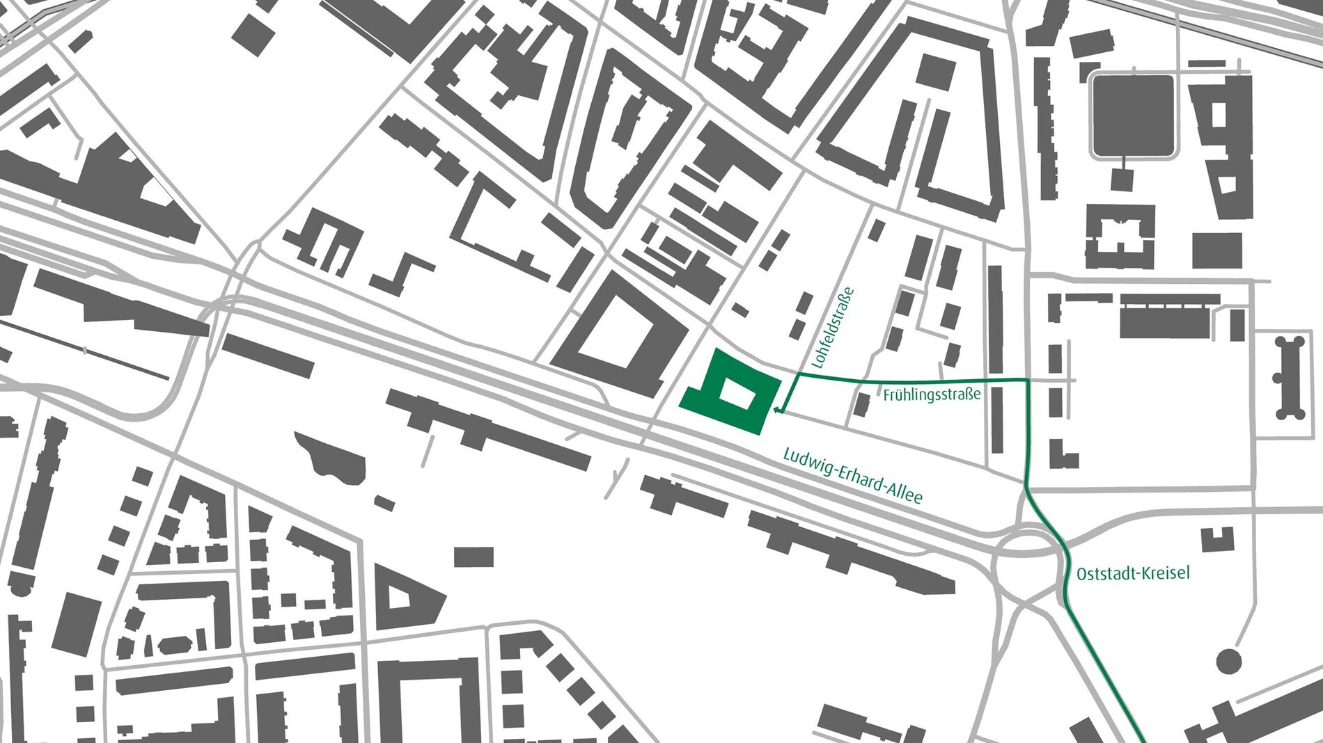Anfahrtsskizze zur neuen weisenburger-Zentrale in Karlsruhe