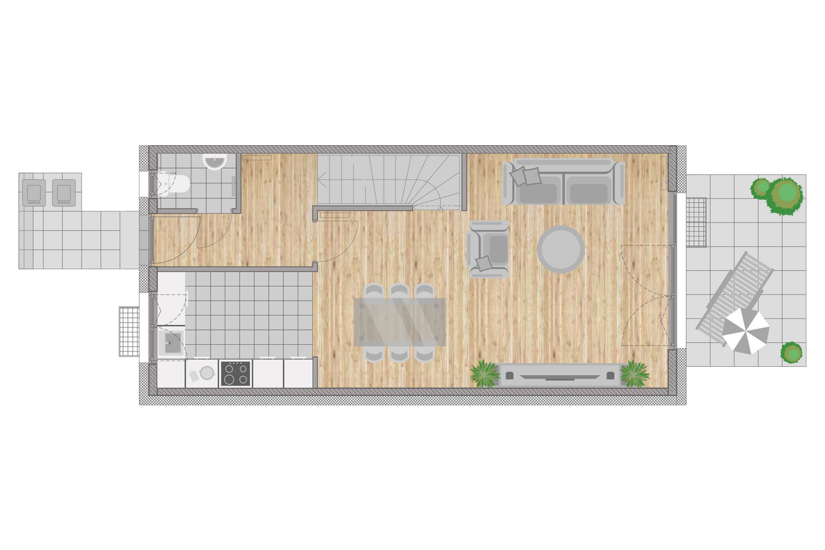 Grundriss Erdgeschoss des weisenburger Musterhauses