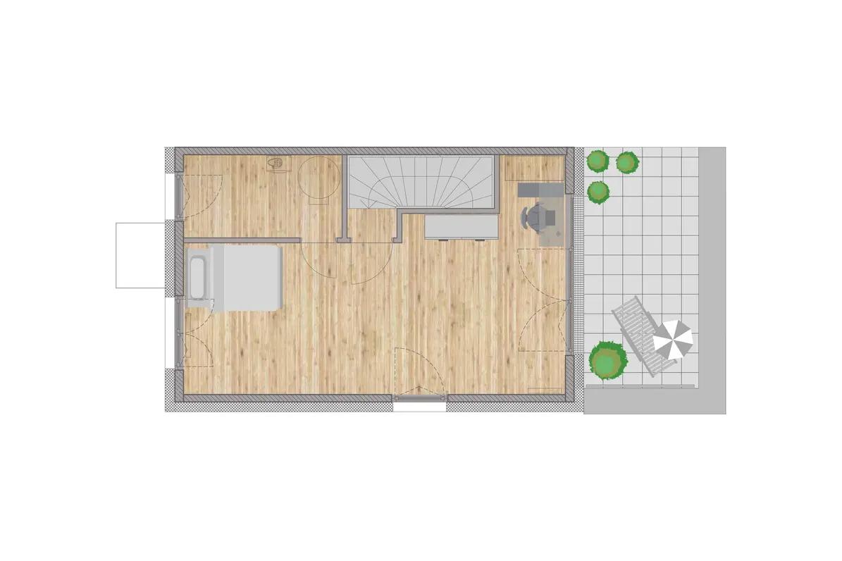 Grundriss zweites Obergeschoss mit Balkon des weisenburger-Musterhauses