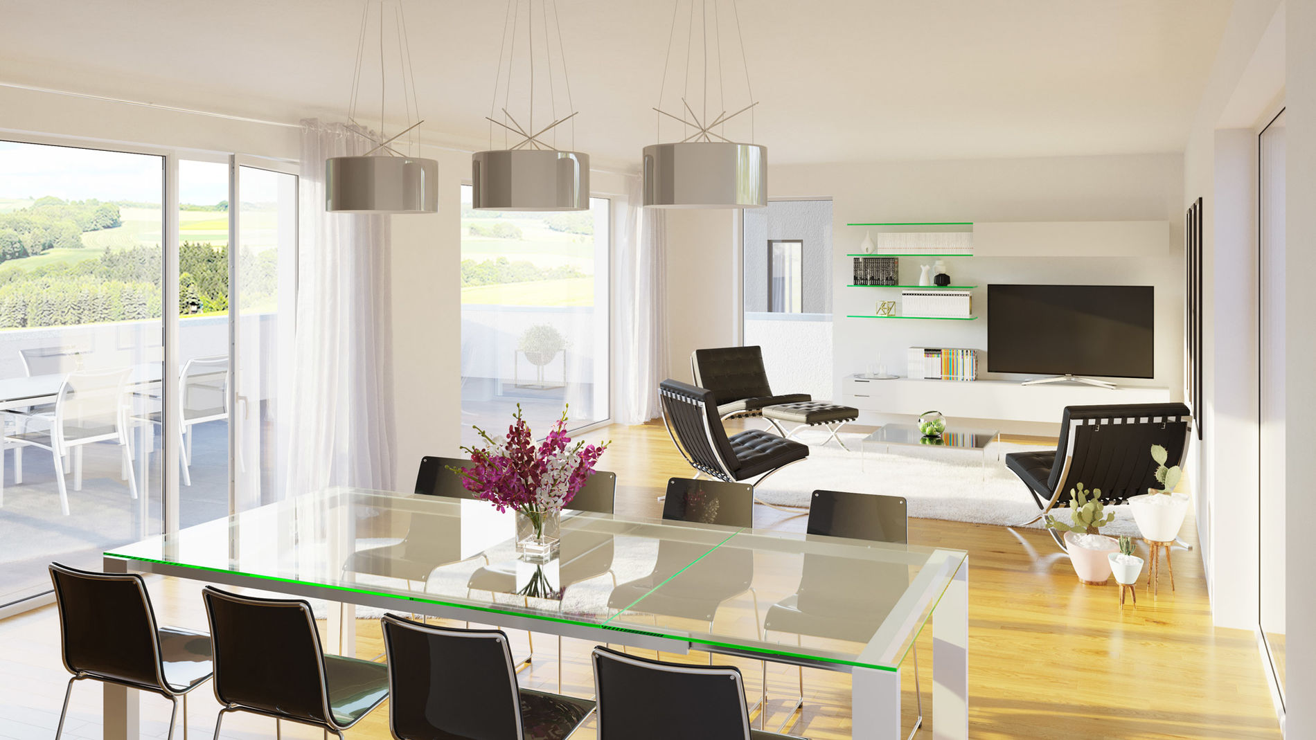furnished living- and diningroom