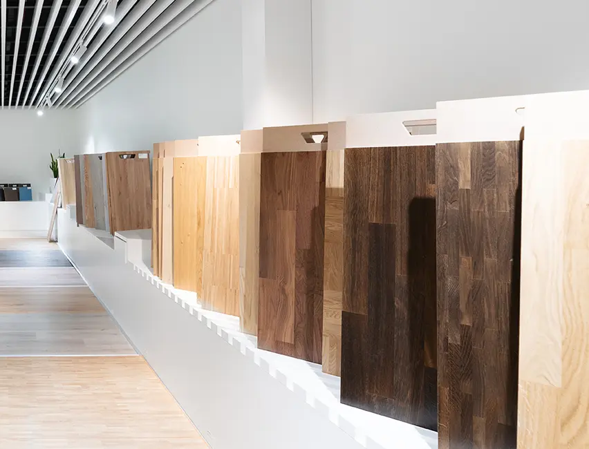 selection_of_parquet_Bemusterungszentrum_baustein Selection of parquet in the sampling center baustein