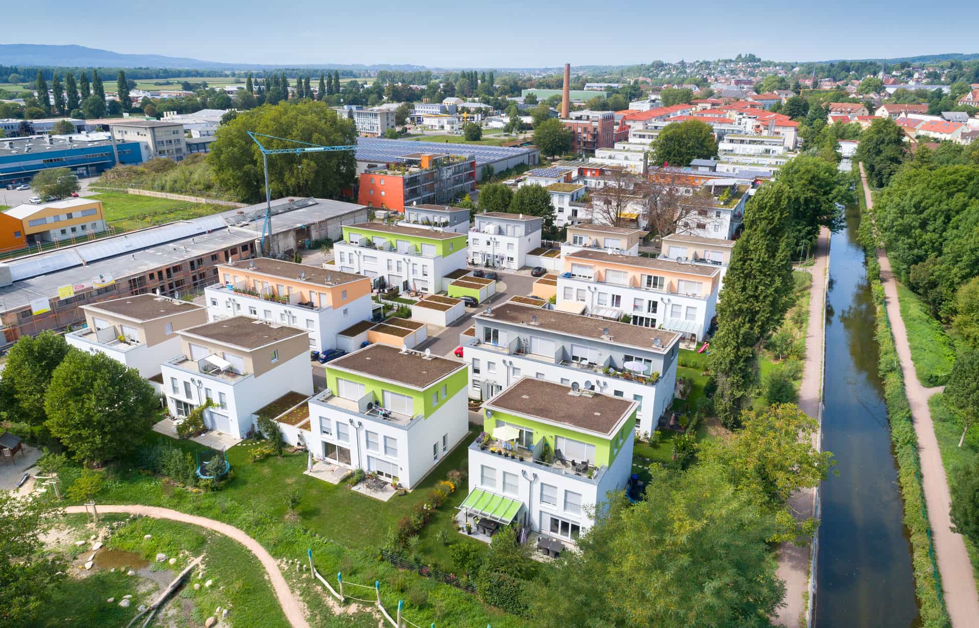 Drone recording of residential units in Emmendingen