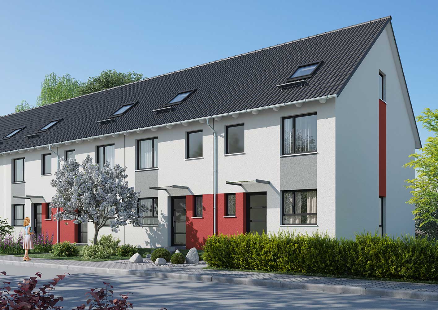 weisenburger Reihenhaus Typ Jive 520 mit Satteldach, Keller und Garten 