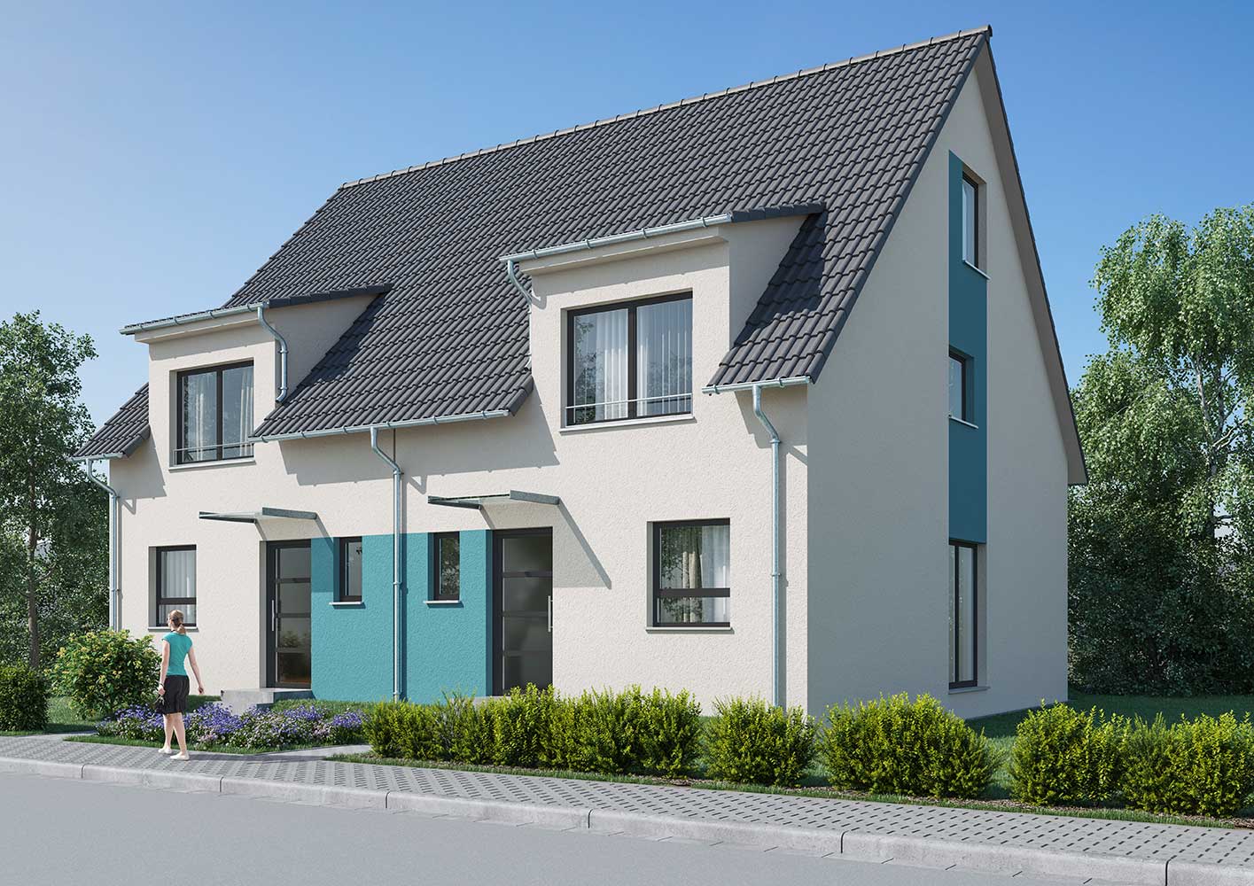 Reihenhaus Typ Rumba 600 mit Satteldach, Keller und vier Zimmer 