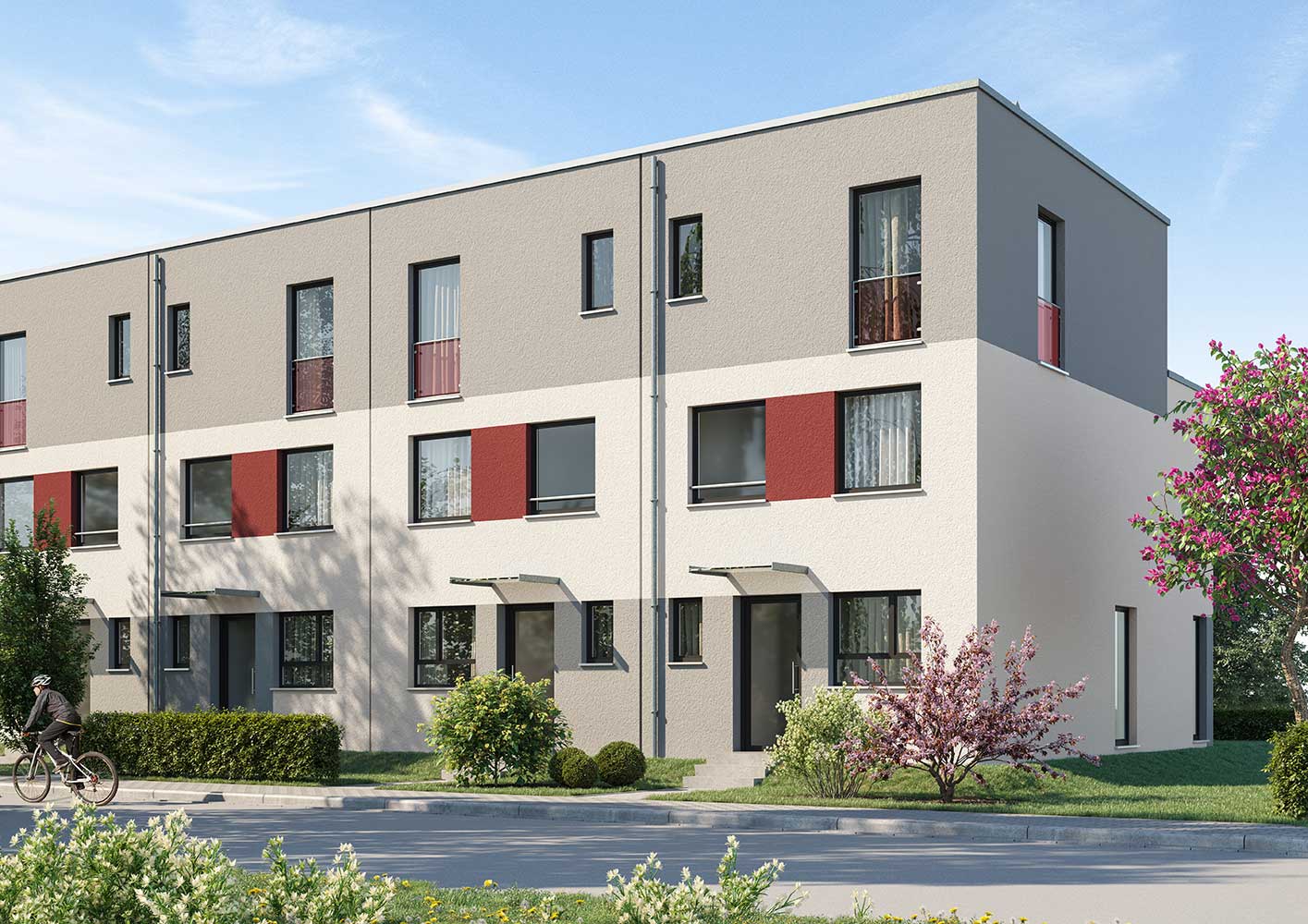 wesisenburger Reihenhaus Typ Style 520 mit Fllachdach, Keller und Dachterrasse